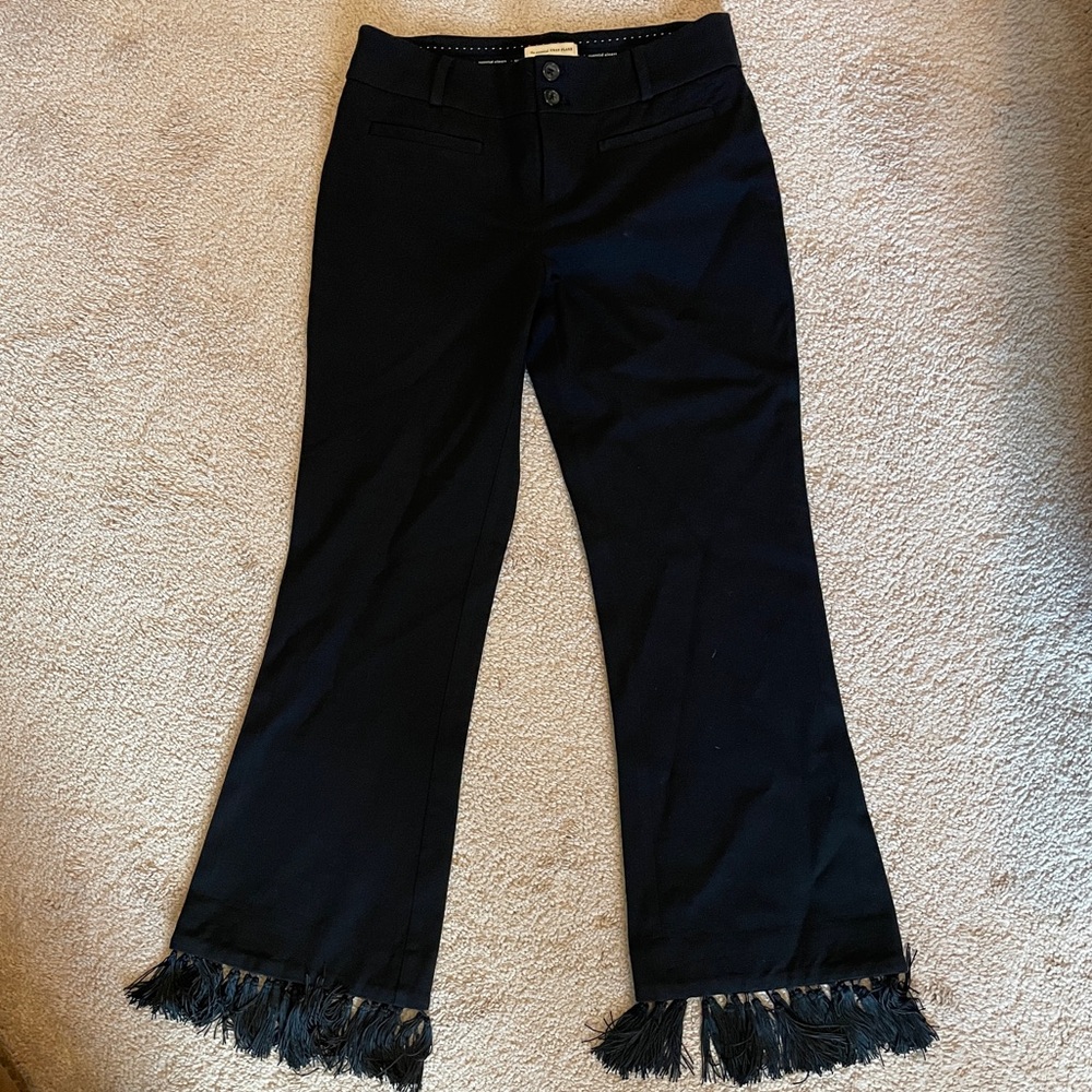 Anthropologie essential crop flare pant with fringe